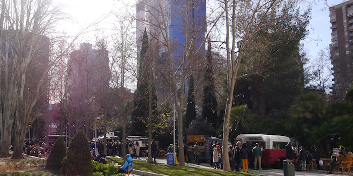 De Food Trucks van Madrid in AZCA, het commerciële centrum van Madrid